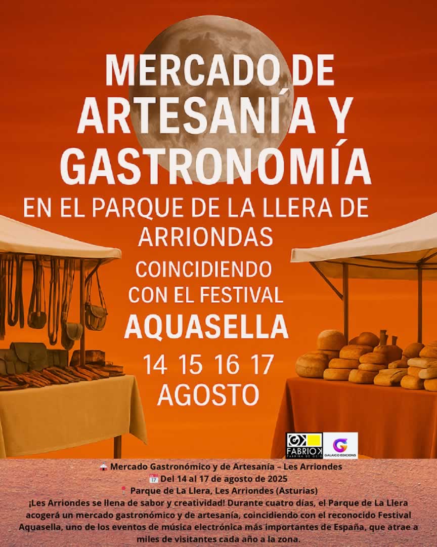 Mercado de Artesanía-Festival Aquasella en Les Arriondes (Asturias) 14 al 17 de Agosto 2025