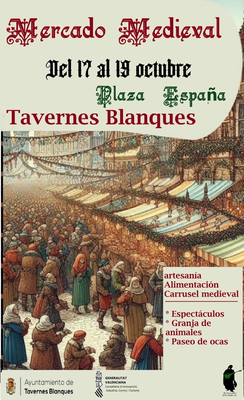 Mercado Medieval de Tavernes Blanques (Valencia) 17 al 19 de Octubre 2025