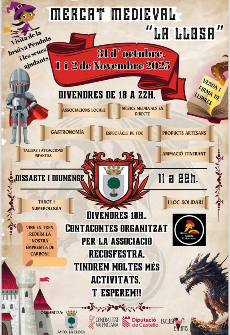 Mercado Medieval de La Llosa (Castellón) 31 de Octubre al 2 de Noviembre 2025
