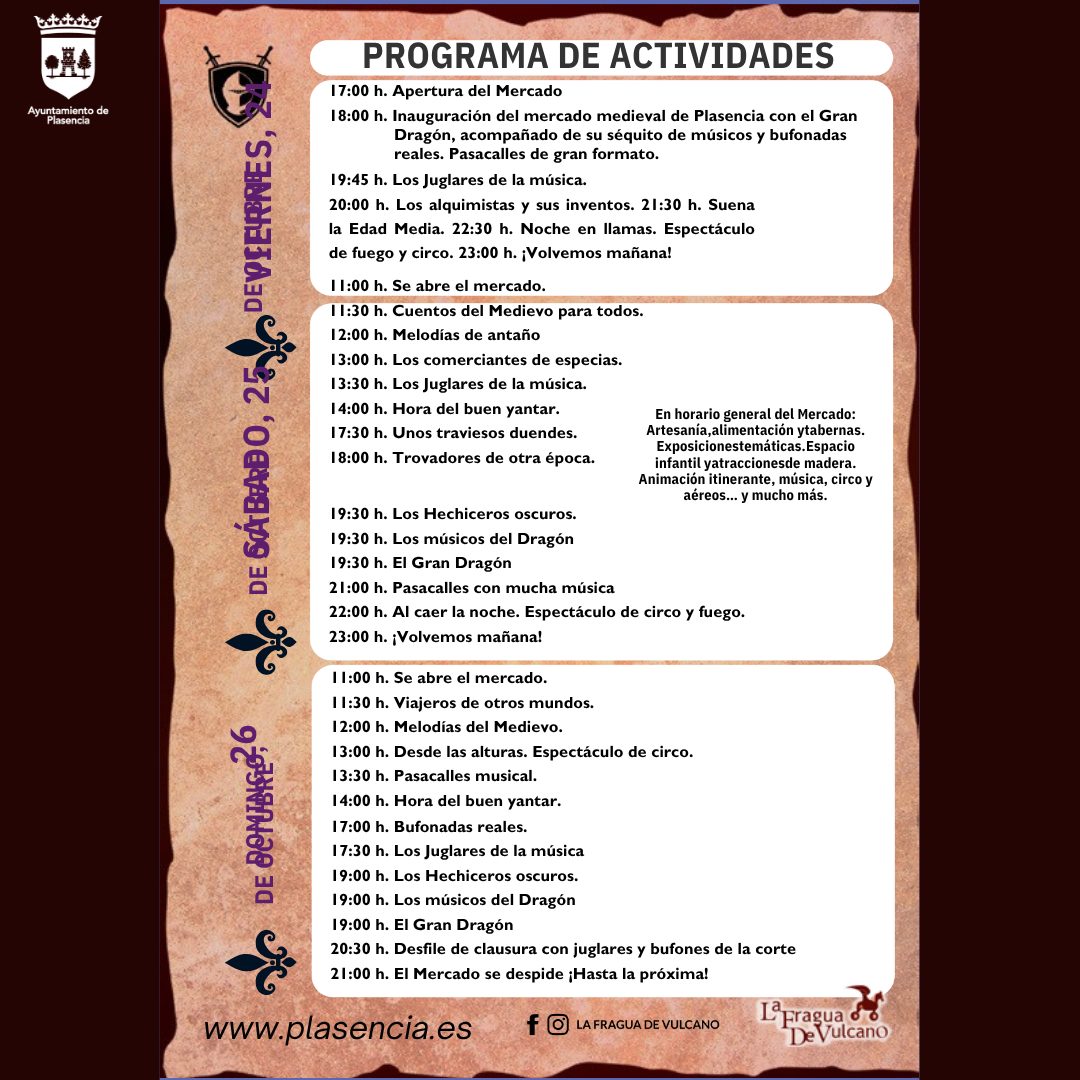 Mercado Medieval de Plasencia (Cáceres) 24 al 26 de Octubre 2025