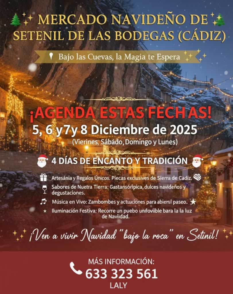 Mercado Navideño de Setenil de las Bodegas (Cádiz) 5 al 8 de Diciembre 2025