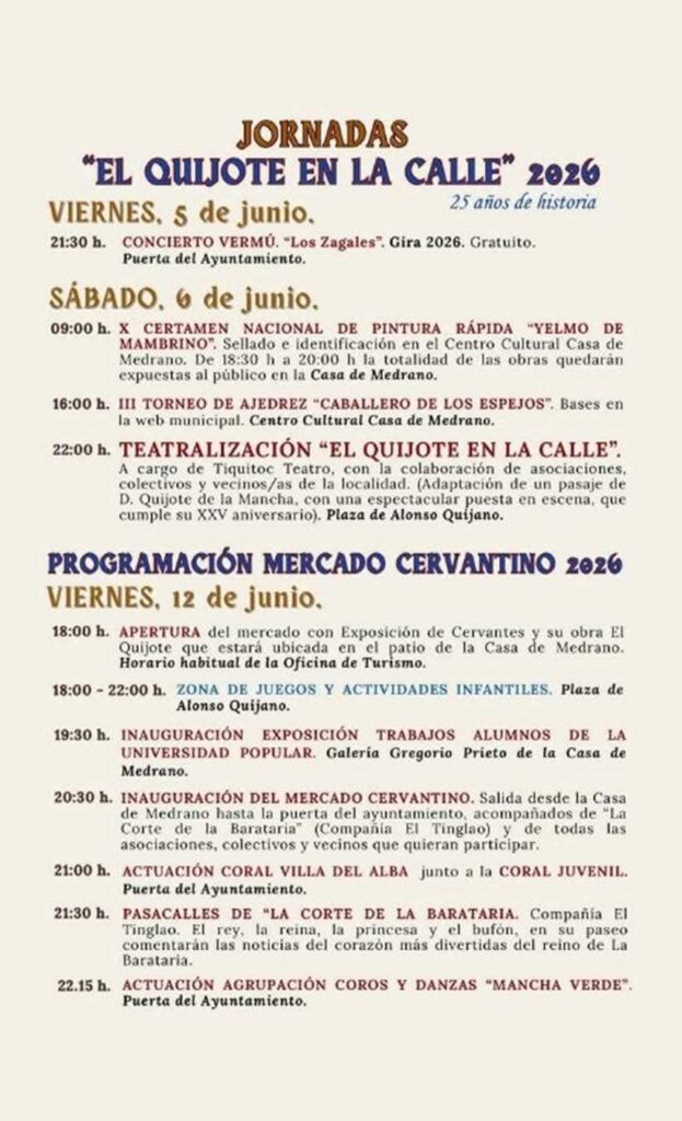 Mercado Cervantino en Argamasilla de Alba (Ciudad Real) 2026