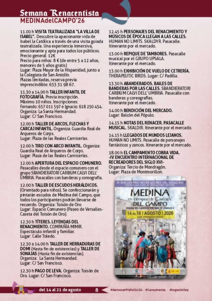 Mercado Renacentista – Feria Imperiales y Comuneros de Medina del Campo (Valladolid) 2026